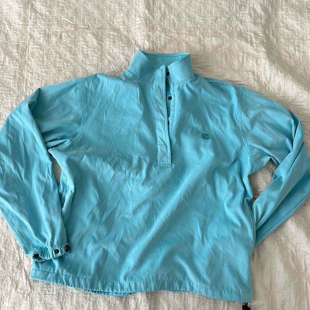 Weatherproof Turquoise Snap-Up Pullover Windbreaker Unisex L